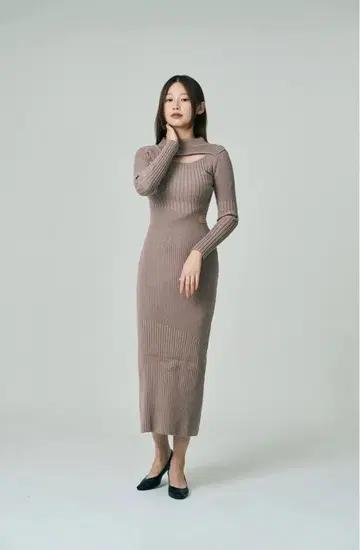 Dual Cutout Sculpted Rib Knit Dress