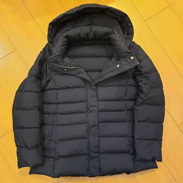 라에프 후드 부착 다운 자켓 블랙