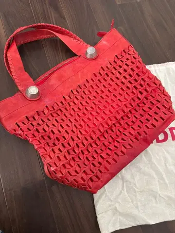 abro 천연 가죽 디자인 백 주홍색 멋쟁이