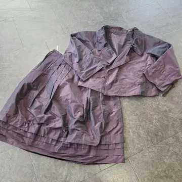 새상품급 HIROKO KOSHINO 셋업 40 퍼플 새틴 히로코코시노