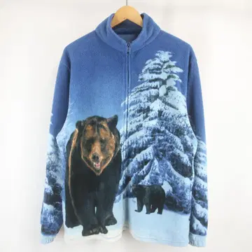 VINTAGE TRAIL CREST 곰 플리스 지퍼 자켓 L 파랑