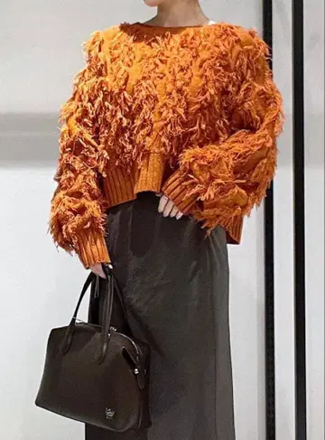 로리즈팜 프린지 2WAY 가디건 오렌지