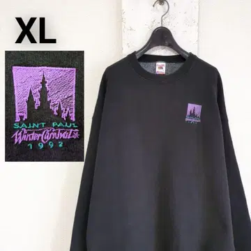 구제 의류 프룻 오브 더 룸 맨투맨 로고 자수 XL 블랙