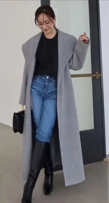 어뉴앙스 빅 칼라 리버 코트 그레이 S