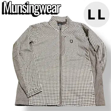 Munsingwear 지퍼 자켓 LL 체크 무늬 절개 골프웨어