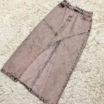 [ 새상품급 ] MURUA 프론트 오픈 데님 롱 스커트 핑크