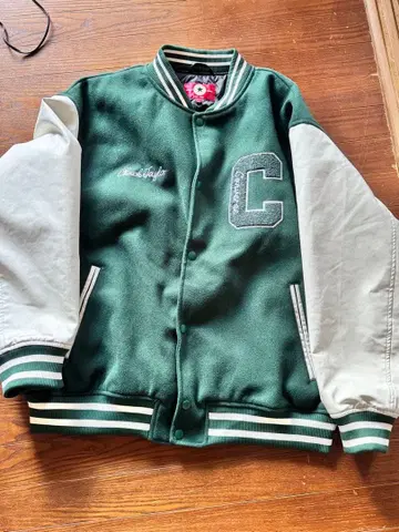 CONVERSE 바시티 자켓 L 그린/그레이