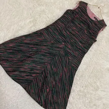 DUAL VIEW 올 패턴 원피스 블랙 핑크 40 고급 오샤레 성인