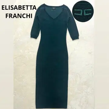 컨디션 최상 ELISABETTA FRANCHI 그린 로고 자수 원피스
