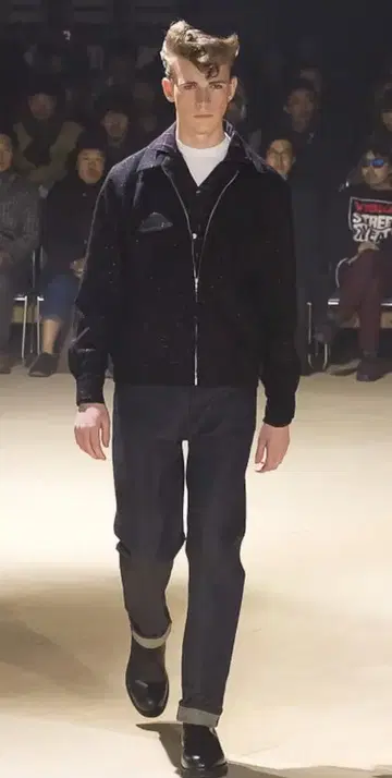 명작 12aw [ LAD MUSICIAN ] 울 개버딘 숏 기장 블루종