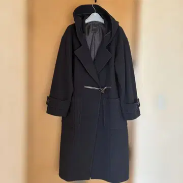 Munich 울 100% 다크 네이비 롱 코트