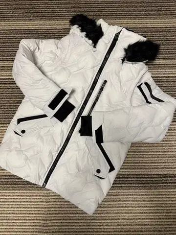 workman 남성용 화이트 다운 자켓 퍼 후드 M