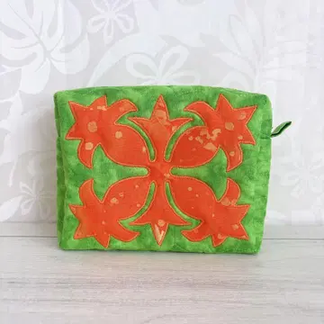 [ 재고 세일 ] 하와이안 퀼트 스퀘어 파우치 소 파인애플 모티브