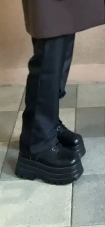 블랙 통굽 부츠 10~15cm 코스프레