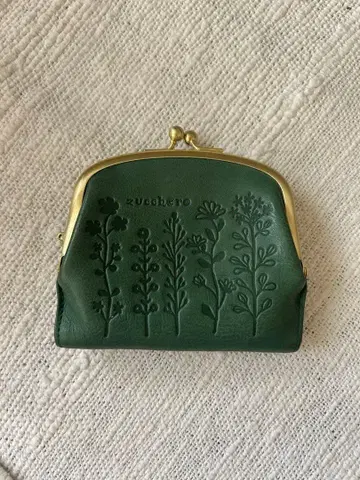 zucchero 꽃무늬 엠보싱 그린 가마구치 지갑