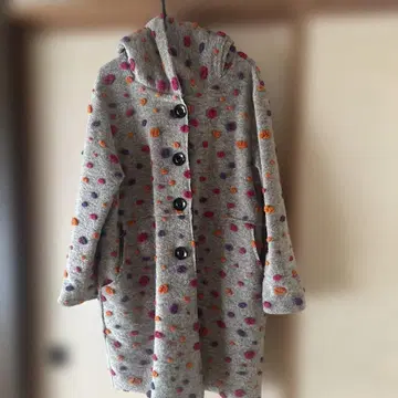 도트 후드 부착 코트