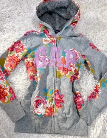GAP 지퍼 핑크 퍼플 꽃무늬 보아 헤이세이 갸루 y2k 피치 후드티