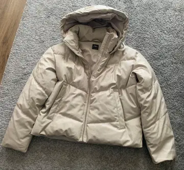 자라 후드 부착 베이지 숏 다운 자켓 코트 S