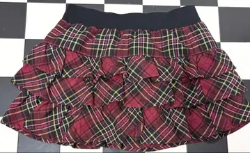 빨간색 체크 미니 스커트 헤이세이 갸루 플레어 스커트