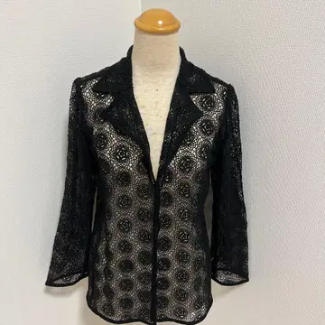 블랙 레이스 가디건 긴팔 가디건 겉옷 시스루 자켓