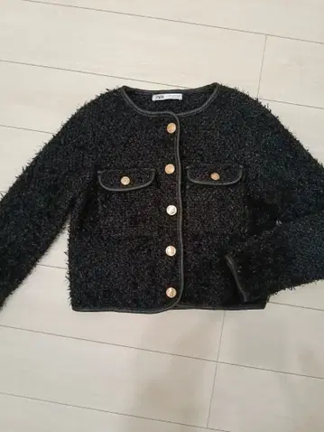 ZARA 노카라 자켓 가디건 메탈릭 텍스처 자켓