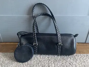 키타무라 네이비 가죽 스티치 백 코인 케이스 포함 키타무라