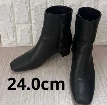 [ BEAUTY&YOUTH ] 블랙 숏부츠 스퀘어토 24cm