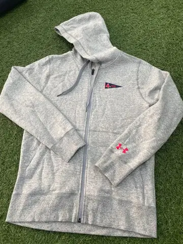 언더아머 레드 그레이 지퍼 후드티 S 사이즈