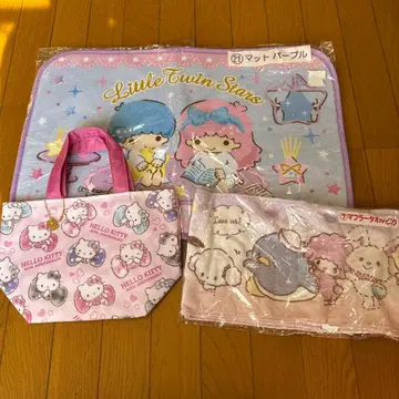 새상품 키키라라 매트 & 헬로키티 토트백 & 머플러 타월 세트