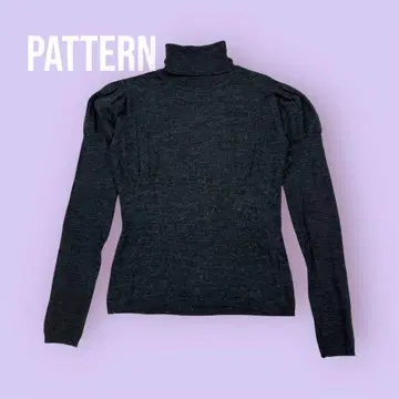 PATTERN 다크 그레이 터틀넥 스웨터 퍼프 슬리브 S-1359