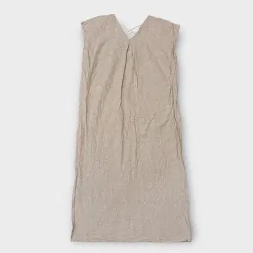 바브 (M) 원피스 마 혼방 린넨 슬리브리스 자카드풍 베이지