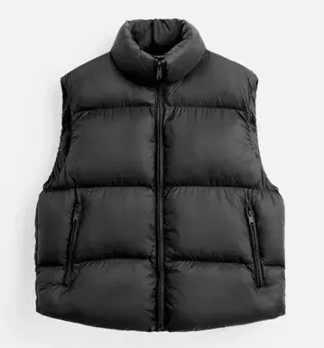 [ 새상품급 ] ZARA 자라 충전솜 다운 베스트 집업 블랙 XL!