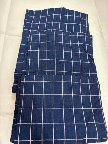 시지라 직조 네이비 컬러 체크 유카타