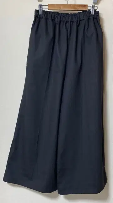 핸드메이드 와이드 팬츠 허리밴딩 차콜 그레이 면 100%