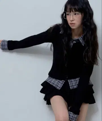 NASTY FANCY CLUB 체크 셔츠 레이어드 가디건