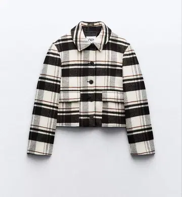 ZARA 패치 포켓 체크 자켓 M