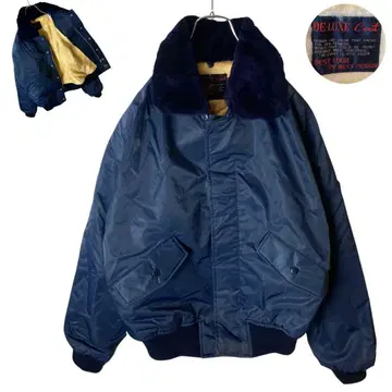 옷깃 보아 x 보아 안감 네이비 나일론 워크 블루종 도카잔 루즈한 사이즈