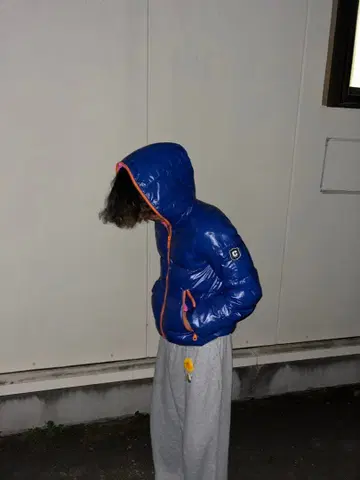 Y2K 컬러풀 다운 자켓 헤이세이 갸루 남자 광택 짧은 기장 opium