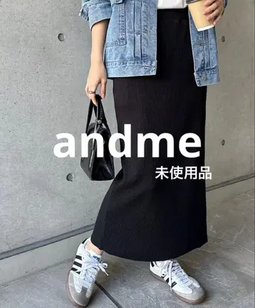미사용 andme 셀프컷 리브 타이트 스커트 L 블랙