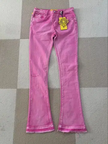 GUAPI 플레어 팬츠 플레어 데님 핑크 32