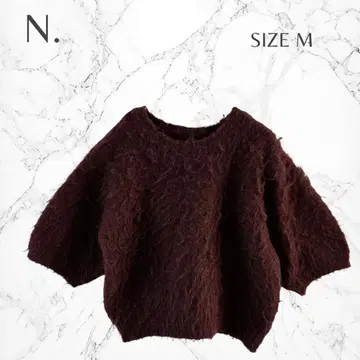 N 포근 성숙/러블리 캐주얼 한국 코디 반팔 니트 M