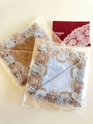 치카자와 레이스 곰 자수 손수건 2장 세트