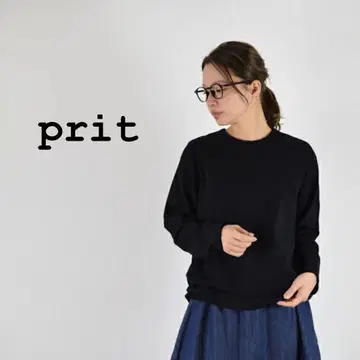 새상품 prit 프릿 40/2 천축 크루넥 풀오버 블랙