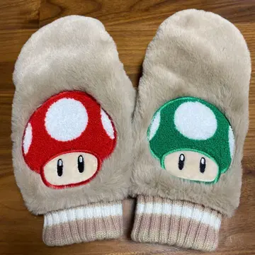 완판템 USJ 마리오 버섯 디자인 플리스 미튼 장갑 유니버셜 보들보들