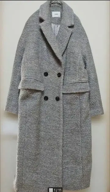 MURUA 무루아 더블 부클레 코트 그레이 비쥬 포함 M