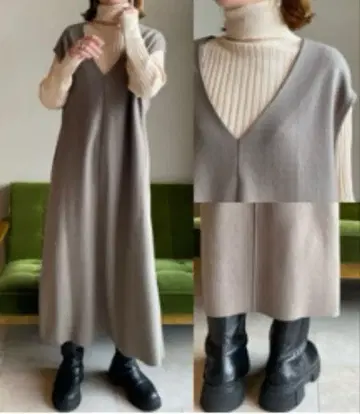 새상품급 GALENA 울 컷 원피스 38 사이즈 그레이지