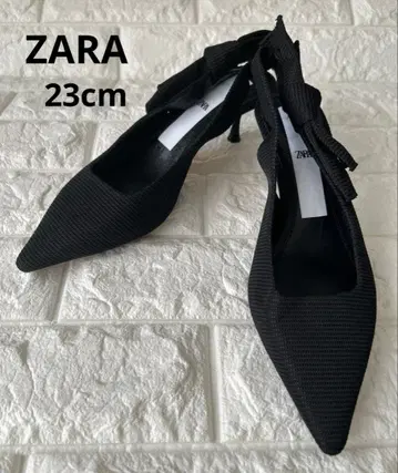 ZARA 리본 슬링백 펌프스 35 블랙 새상품급