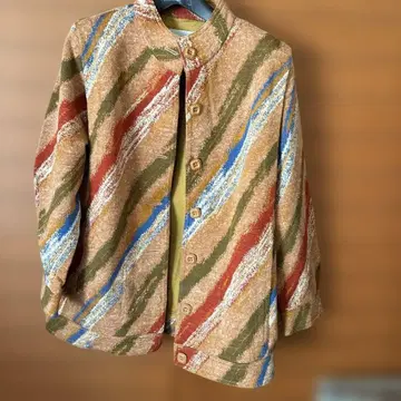 쇼와 레트로 멀티 컬러 스트라이프 자켓