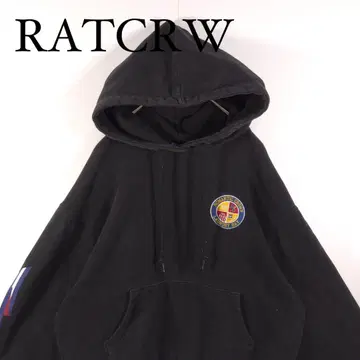 ROMANTIC CROWN 블랙 후드티 자수 로고 M 풀오버