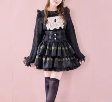 LIZLISA 메시지 리본 시어 체크 치마바지